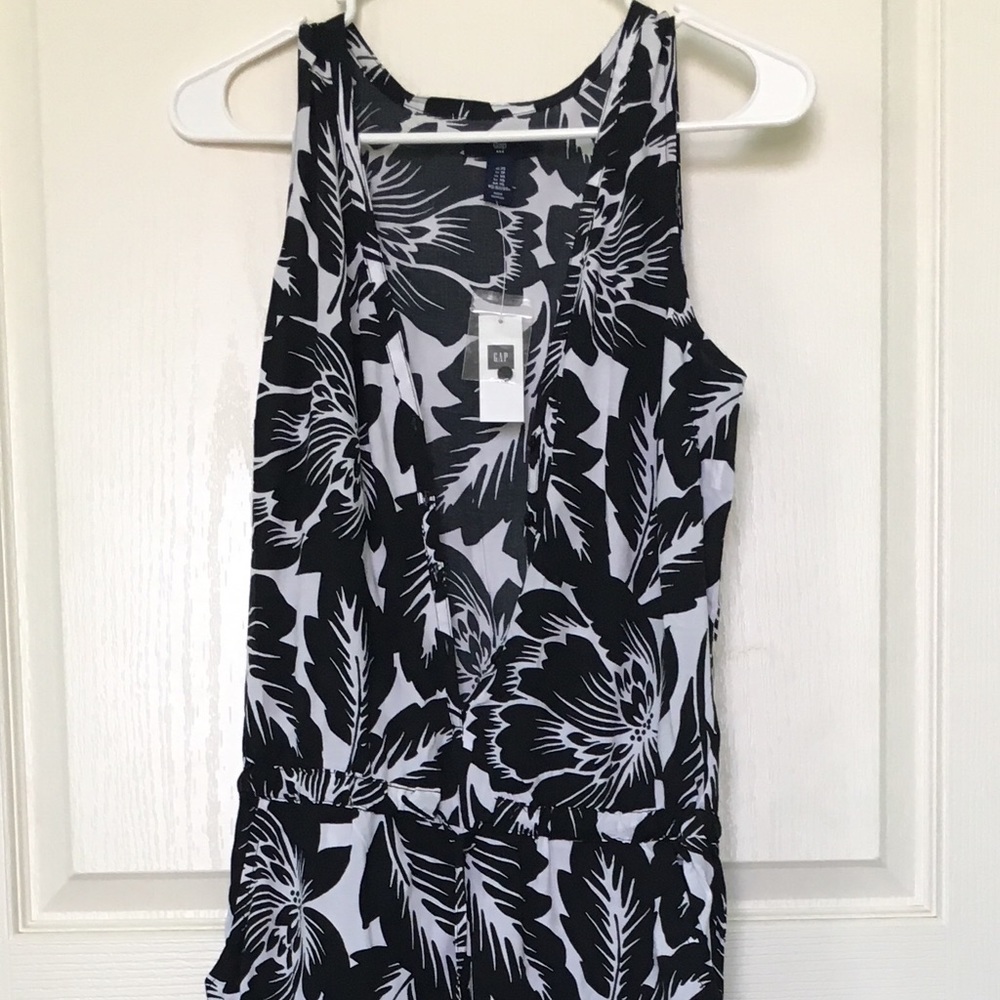 Black and white floral jumpsuit